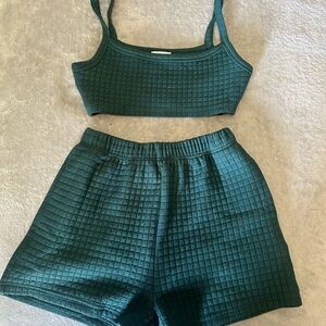 Green Textured Two-Piece Set